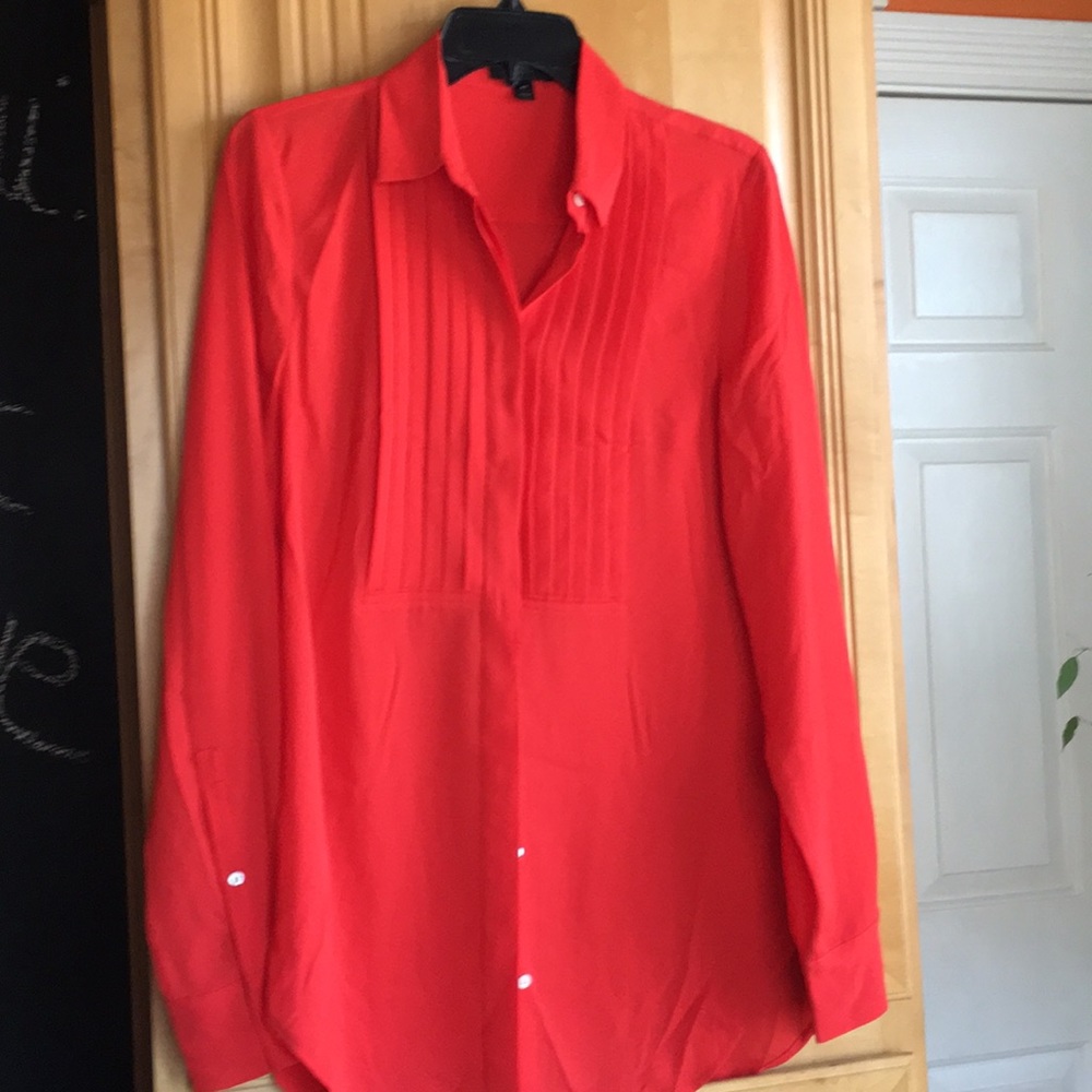 Red long sleeve 100% polyester blouse